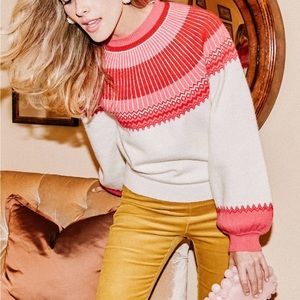 HYACINTH HOUSE  Rouge Color Block Sweater- red, pink, white (Tuckernuck)